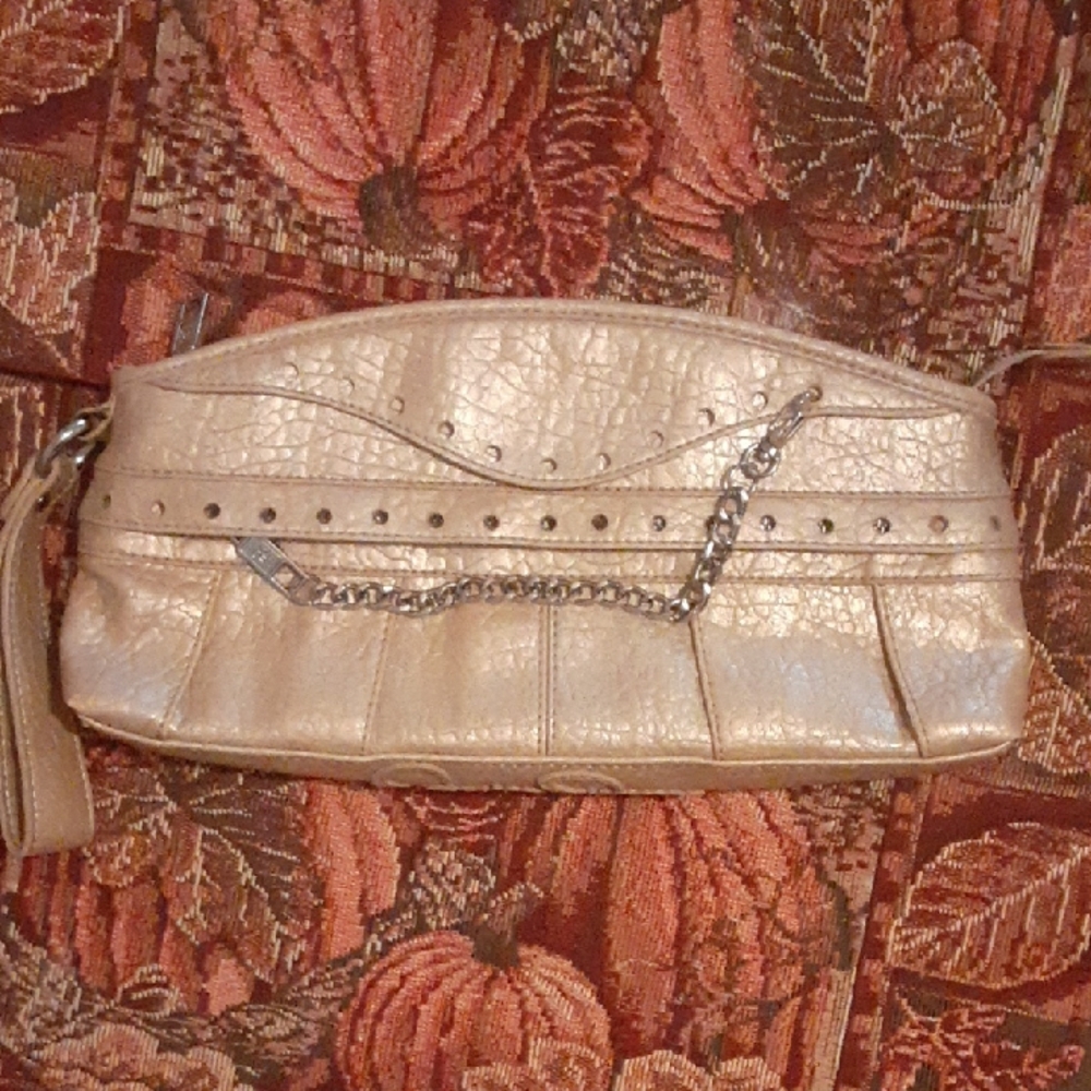 Y2K Gold Jessica Simpson Wristlet Clutch Bag w/Chain